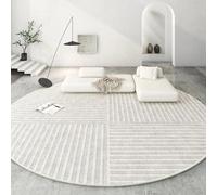 JGGXHM Tapis de Salon Moderne et Simple à Rayures, Tapis Rond antidérapant pour Chambre à Coucher (90 cm)