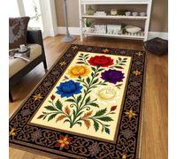 JGGXHM Tapis de Salon Style rétro Floral, élégant et français, Lavable en Machine, antidérapant et Doux, pouvant Servir de Tapis de Chambre, de Table Basse ou de Chevet (50 x 100 cm)