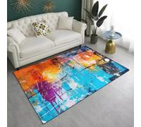 JGGXHM Tapis de Sol Graffiti coloré Style Street Art Moderne Hippie Hip hop antidérapant pour Salon, Chambre ou entrée (90 x 120 cm)