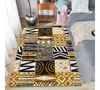 JGGXHM Tapis de Sol Marron à Motifs géométriques Ethniques Patchwork, Style Tribal rétro, antidérapant, pour Salon, entrée, Chambre, Chambre d'enfant (130 x 190 cm)