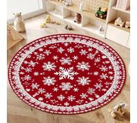 JGGXHM Tapis de Sol Rond pour Les fêtes de Fin d'année, Motif Père Noël et Bonhomme de Neige, antidérapant, pour Salon et Chambre (60 cm)