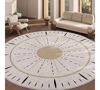 JGGXHM Tapis décoratif Moderne et Minimaliste pour la Maison, Motif géométrique Soleil, Rond, antidérapant, à Poils Courts, pour Salon et Chambre (40 cm)