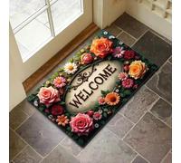 JGGXHM Tapis d'entrée Floral de Bienvenue, décoration intérieure et extérieure, Tapis antidérapant pour Salon, Chambre, Salle de Bain et Cuisine (60 x 110 cm)