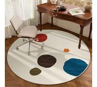 JGGXHM Tapis d'étude à Motif géométrique, Tapis de Luxe Moderne pour Chambre à Coucher, Tapis de décoration Doux à Poils Courts pour Salon, Tapis de Sol Rond (140 cm)