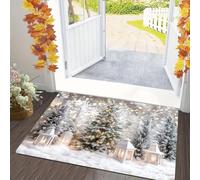 JGGXHM Tapis d'hiver antidérapant à Motif de Flocons de Neige et de Sapin de Noël, idéal pour la Chambre, Le Salon ou comme paillasson. Doux et Confortable, il décore Votre intérieur (90 x 120 cm).