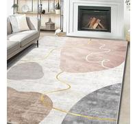 JGGXHM Tapis Extra Large antidérapant en Peluche Beige, Blanc, doré, Rembourrage Doux, pour Salon, Chambre à Coucher, Couloir, Machine (160 x 240 cm)