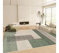 JGGXHM Tapis géométrique Artistique Vert à Rayures Noires pour Salon, Tapis de Luxe antidérapant, Confortable et Doux pour la Chambre (180 x 210 cm)