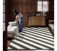 JGGXHM Tapis géométrique Moderne pour Salon, Motif rayé, Grande Surface, décoration d'intérieur, Chambre à Coucher, Doux, antidérapant (50 x 110 cm)
