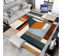 JGGXHM Tapis géométriques Abstraits Nordiques pour la décoration du Salon, Style rétro, antidérapant, Lavable, pour Chambre ou vestiaire (150 x 210 cm)