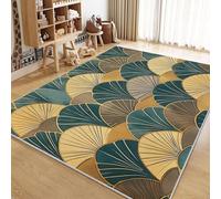 JGGXHM Tapis Lavable à Motif Art Déco en Forme d'éventail, Grand Tapis antidérapant à Poils Courts pour Salon, Chambre ou Cuisine (180 x 210 cm)