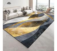 JGGXHM Tapis Moderne à géométrie dorée pour Salon, Tapis de Luxe léger pour Chambre à Coucher, Grand Espace de Salon, Tapis de Sol d'appoint pour canapé (100 x 140 cm)