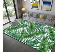 JGGXHM Tapis Moderne antidérapant à Motif de Feuilles Tropicales Vertes pour Salon, canapé, Chambre à Coucher, Chevet, décoration d'intérieur (80 x 160 cm)