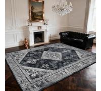JGGXHM Tapis Noir rétro pour Salon, Grand Format, Lavable, idéal pour décorer Une Chambre, Un Chevet ou Un vestiaire (60 x 110 cm)