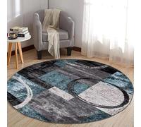 JGGXHM Tapis Rond à Poils Courts, Motif géométrique Abstrait irrégulier, Style Moderne, idéal pour Le Salon, la Chambre ou Le Bureau (100 cm)