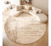 JGGXHM Tapis Rond à Poils Courts Style crème pour Chambre à Coucher, Tapis de Luxe léger pour Salon, Tapis de Sol antidérapant pour la Maison (110 cm)