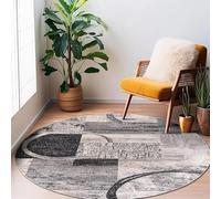 JGGXHM Tapis Rond Abstrait géométrique à Poils Courts - Tapis Moderne et Artistique antidérapant au Design irrégulier, idéal pour Le Salon, la Chambre ou Le Bureau (90 cm)