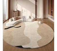JGGXHM Tapis Rond Beige pour Salon et Chambre à Coucher - Tapis de Sol Doux à Poils Courts de Style Japonais, Tapis de Chevet, décoration intérieure Confortable (110 cm)