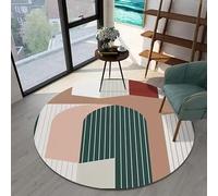 JGGXHM Tapis Rond géométrique Abstrait Moderne, Tapis de Sol Circulaire Style Ins pour Salon, canapé, Table Basse, décoration, antidérapant, Lavable (150 cm)