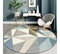 JGGXHM Tapis Rond géométrique Nordique à Poils Courts, Tapis Circulaire pour Salon, Chambre, Bureau, Table Basse, Chaise, décoration de Sol (100 cm)