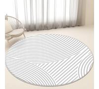 JGGXHM Tapis Rond Moderne à Poils Courts pour Salon, antidérapant, Style Simple, Couleur Claire, Lavable, Tapis de Porte de Chambre (110 cm)