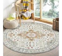 JGGXHM Tapis Rond rétro à Poils Courts pour Salon, Pliable, Luxueux, pour Chambre à Coucher, antidérapant, Lavable, Doux, pour Tables Basses et chaises (200 cm)