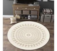 JGGXHM Tapis Rond Vintage marocain à Poils Courts pour Salon, décoration de Chaise d'ordinateur, Tapis de Luxe antidérapant pour Bureau ou Chambre (170 cm)