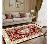 JGGXHM Tapis Rouge de Style européen pour Salon, décoration de Luxe, Tapis de Chambre à Coucher, Tapis de Sol antidérapant et Lavable (80 x 150 cm)
