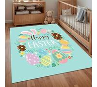JGGXHM Tapis Vert Clair « Joyeuses Pâques » pour Chambre, Tapis de Jeu, décoration intérieure, Tapis de Salon, Tapis Minnie, Tapis de Cuisine (40 x 80 cm)