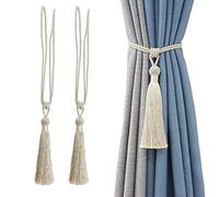 jghcsz Lot de 2 embrasses de Rideaux Faites à la Main en Corde avec Pompons pour décoration de Bureau Maison (Beige, 2)