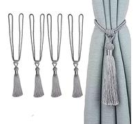 jghcsz Lot de 4 embrasses de Rideaux Faites à la Main en Corde avec Pompons pour décoration de Bureau Maison (Silver, 4)