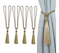 jghcsz Lot de 4 embrasses de Rideaux Faites à la Main en Corde avec Pompons pour décoration de Bureau Maison (Gold, 4)