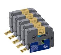 JGHFReW 6 mm 9 mm 12 mm TZE231 Rassette d'étiquette de laminage Compatible 5pk 10pk Fonctionne avec TZE221 TZE211 Tze White Tape Compatible avec l'imprimante PTH110(5PK Black on Gold)