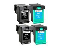 JGHFReW Cartouche à Encre Remanufacturée Compatible 338 343 XL pour Deskjet 6540 5740 5745 6520 6540 460C 6620(2 BK 2 Color)