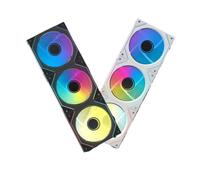 JGHFReW Coolcirc ARGB PC Ventilateur de boîtier 120mm 3 Pack 1800 TR/Min 12V 4Pin PWM Ventilateur de châssis de Refroidissement par Eau à Faible Bruit(Black-Forward)