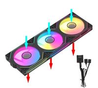 JGHFReW Ventilateur de Refroidissement PC modulaire, épissage sans Fil de 360mm avec Effet Miroir Infini ARGB, Compatible avec Les systèmes de Refroidissement par Eau(Black Forward)