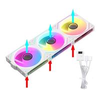 JGHFReW Ventilateur de Refroidissement PC modulaire, épissage sans Fil de 360mm avec Effet Miroir Infini ARGB, Compatible avec Les systèmes de Refroidissement par Eau(White Reverse)