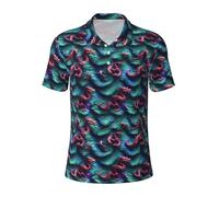 JGHHOUN 3D Magical Dragon Scales Pattern Print Polyvalent Polo Respirant Confortable Manches Courtes Casual Summer Apparel, Noir , S