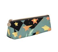 JGHHOUN Atomic Trousse à crayons en cuir avec fermeture éclair Motif étoiles rétro