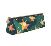 JGHHOUN Atomic Trousse à crayons en cuir avec fermeture éclair Motif rétro Motif étoiles