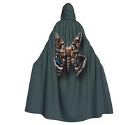JGHHOUN Belle cape à capuche avec imprimé papillon de nuit pour adultes, accessoire de costume, carnaval, cosplay, fête sur le thème des vampires