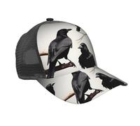 JGHHOUN Black Crow Birds On A Branch Print Casquette de baseball en maille légère Unisexe Pratique Sportif Pêche Activité de plein air