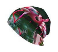 JGHHOUN Bonnet coloré et fabuleux imprimé flamants roses pour l'hiver, extensible, souple, chaud, accessoire de coiffure, usage quotidien, voyage, noir