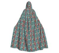 JGHHOUN Cape à capuche avec imprimé poule et papillons volants parmi fleurs pour adultes, accessoire de costume, carnaval, cosplay, fête sur le thème des vampires