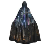 JGHHOUN Cape à capuche imprimée de nuit aérienne Hong Kong pour adultes, accessoire de costume de carnaval, cosplay, fête sur le thème des vampires