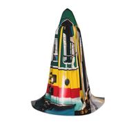 JGHHOUN Cape à capuche pour adulte avec imprimé de tramway de Lisbonne, pour cosplay, carnaval, événements, plein air, voyage, famille