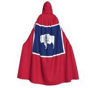 JGHHOUN Cape à capuche pour adulte avec imprimé drapeau de l'État du Wyoming pour cosplay, bal masqué, carnaval, fête, célébrations saisonnières