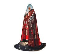 JGHHOUN Cape à capuche rouge pour adulte avec imprimé rue de Londres pour cosplay, carnaval, événements, plein air, voyage, famille