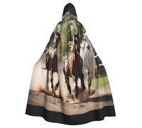 JGHHOUN Cape à capuche unisexe avec imprimé trois chevaux de course - 185 | Cape décontractée sur le thème de vampire pour carnaval, cosplay, vacances, polyvalent