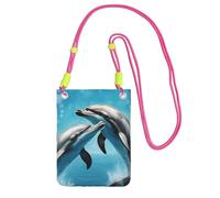JGHHOUN Dauphins in Love Sac à bandoulière léger et étanche pour téléphone portable Utilisation quotidienne, Fuchsia, Taille unique