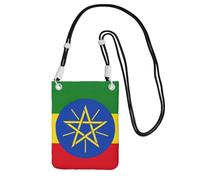 JGHHOUN Drapeau de l'Éthiopie Imprimé Mode Mince Sac à Bandoulière Léger Imperméable Mobile Cell Pouch Usage quotidien, Noir , Taille unique